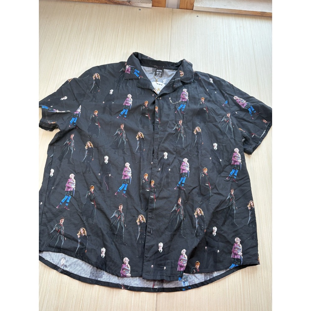 Cakeworthy Harry‎ Potter Camp Shirt Mens 4XL Black Short Sleeve Casual Button Up